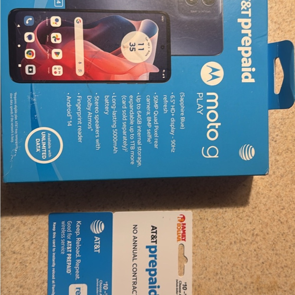 Motorola moto g Play (Blue) with AT&T $60 Prepaid Card